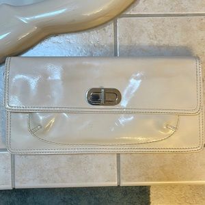 Franco Sarto creamy white clutch size 15”w x 7 3/4h x 2 1/2”d